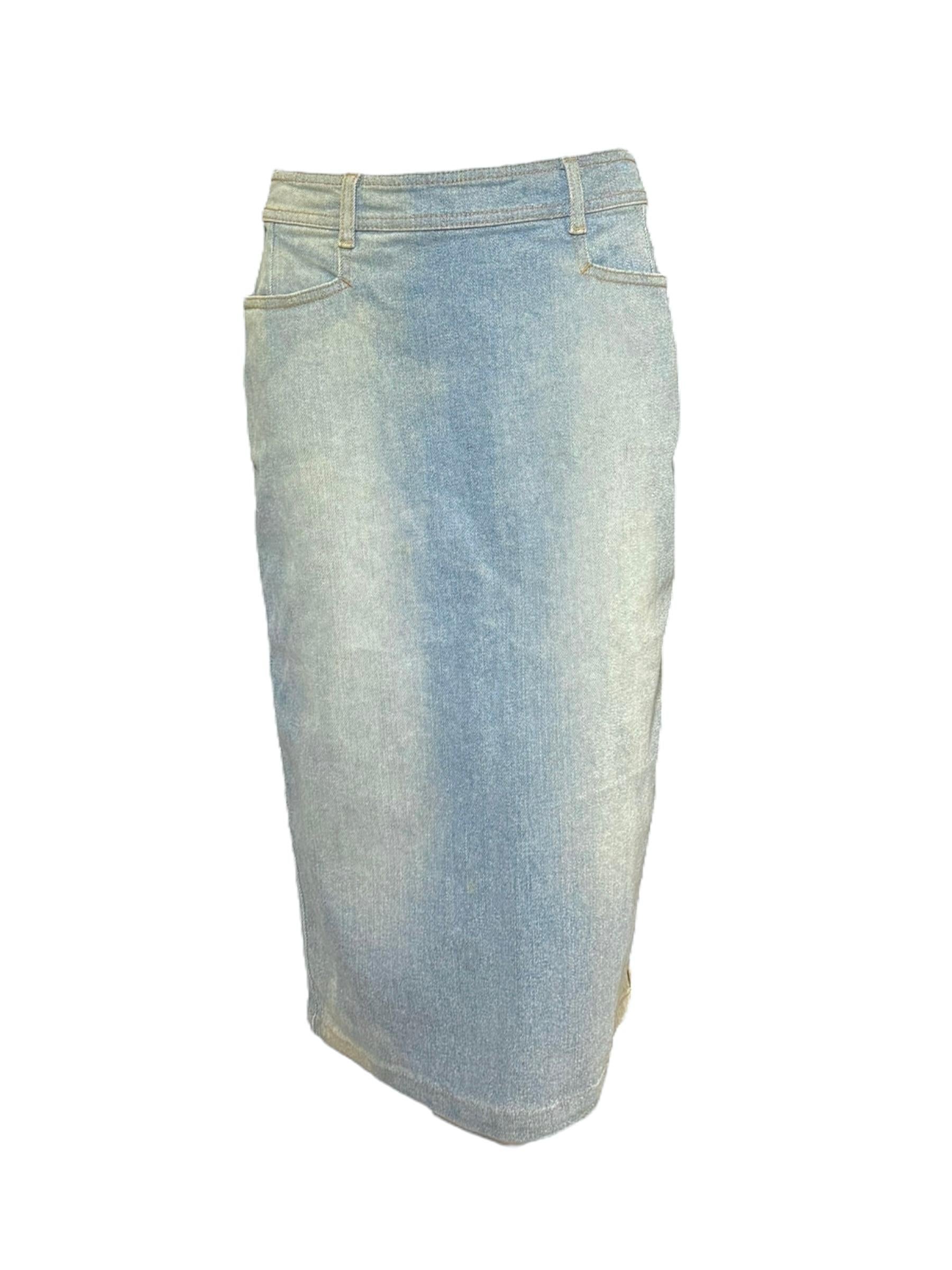 Christian Galliano for Christian Dior Primavera 2005 Abito con gonna ricamata in denim in vendita 9