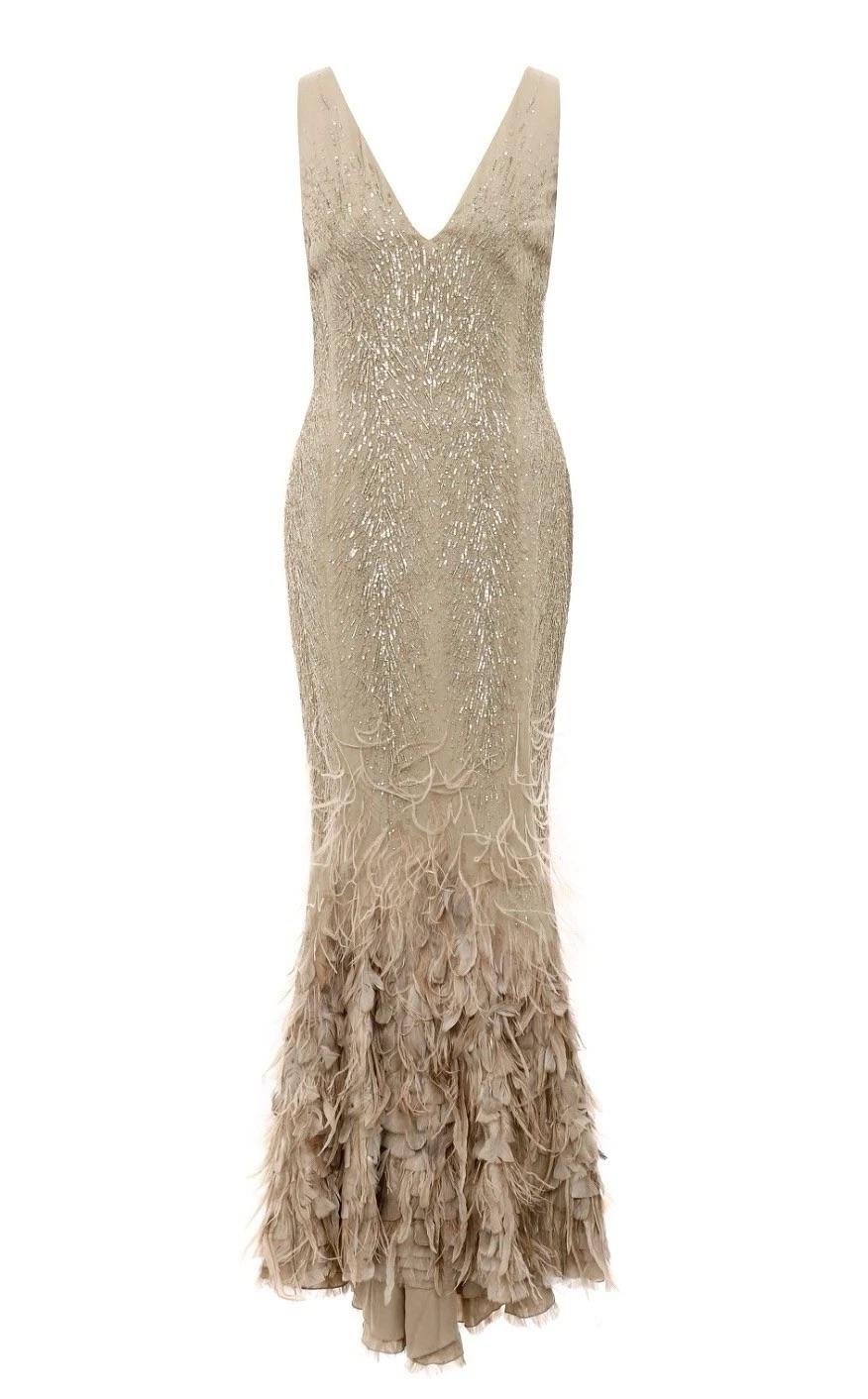 Ralph Lauren Feather One-of-a-Kind Gown, Special Occasion Collection'S, 2017 im Zustand „Neu“ im Angebot in Kingston, NY