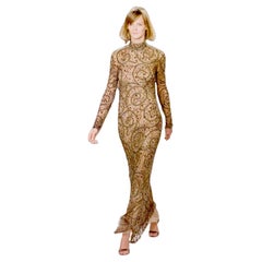 Ralph Lauren Collection Fall 2001 Beaded Paisley Silk Gown with Open Back
