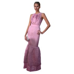 F/W 2008 Runway Valentino Red Carpet Blush Pink Silk Halter Gown with Ruffles