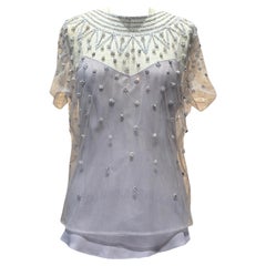 Ralph Lauren Collection Carolinne hand-Embellished Pearl and tulle blouse
