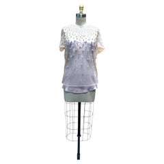Ralph Lauren Collection Carolinne hand-Embellished Pearl and tulle blouse