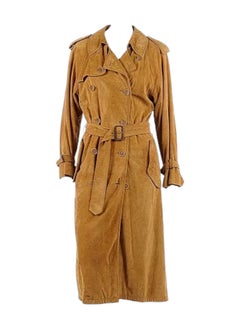 Trench-coat « Runway » à double boutonnage en daim beige de la collection Ralph Lauren, automne-hiver 1996