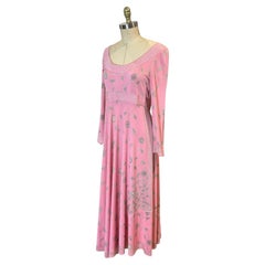 Empire-Maxikleid aus rosa Seidenjersey mit Jugendstil-Print von Emilio Pucci aus den 1970er Jahren, Saks