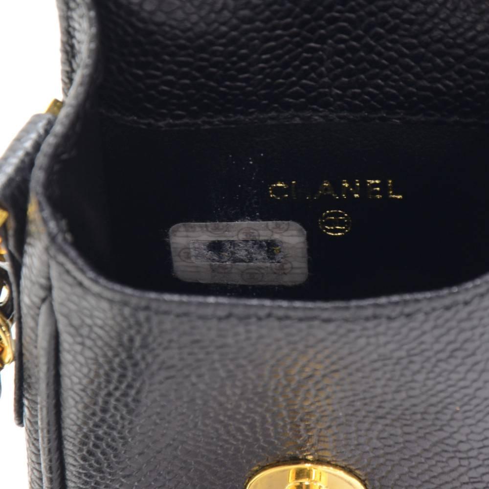 Chanel Black Caviar Leather Shoulder Case Bag For Sale 5