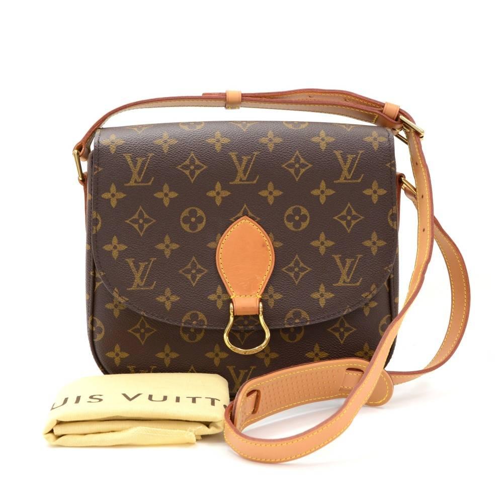 Louis Vuitton Saint-Cloud shoulder bag. Flap top is secured with stud closure. 1 open pocket on the back. Inside has 1 zipper pocket. Comfortably carry on shoulder or across the body. Very stylish and classic item from 80s.

Made in: