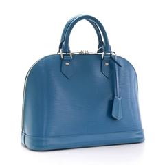 Louis Vuitton Alma NM Blue Cyan Epi Leather Silver Hardware Hand Bag