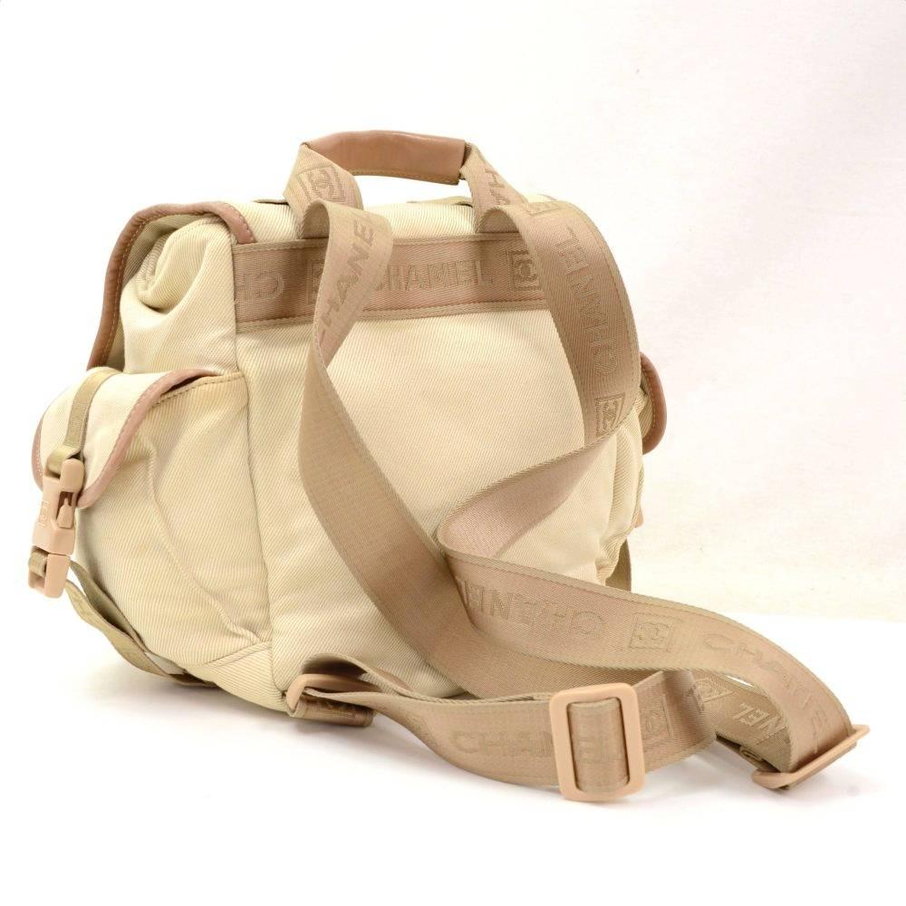 Chanel Sports Line Beige Canvas Backpack Bag In Good Condition In Fukuoka, Kyushu