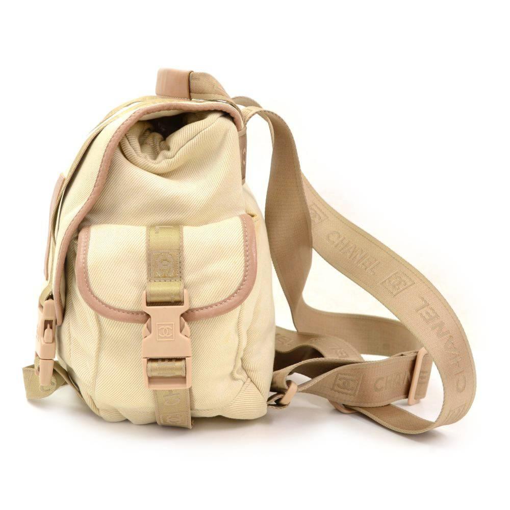 Chanel Sports Line Beige Canvas Backpack Bag 1
