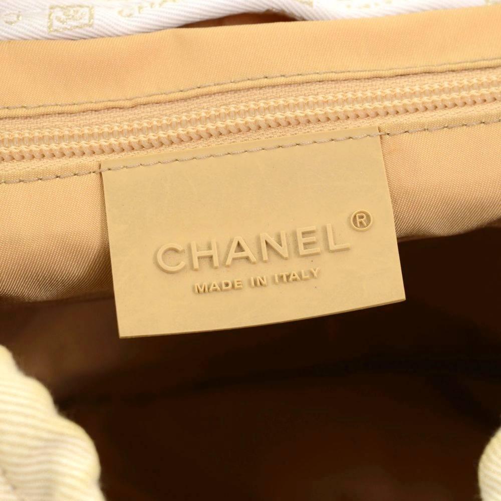 Chanel Sports Line Beige Canvas Backpack Bag 4