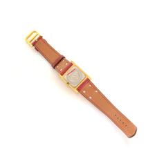 Hermes Medor PM Red Leather x Gold Tone Wrist Watch