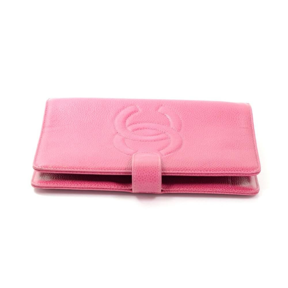 Chanel Pink Caviar Leather 6 Rings Large Agenda Cover In Excellent Condition In Fukuoka, Kyushu