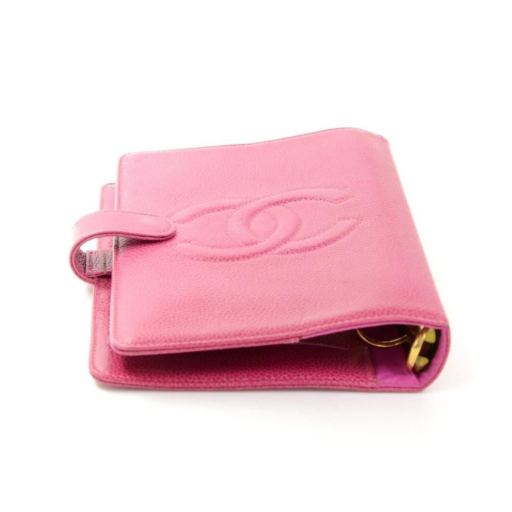 Women's Chanel Pink Caviar Leather 6 Rings Large Agenda Cover