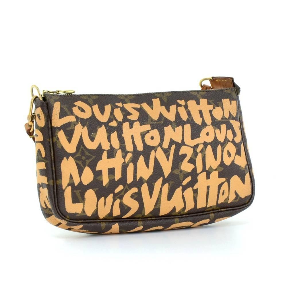 Black Louis Vuitton Pochette Accessories Beige Graffiti Monogram Canvas Bag