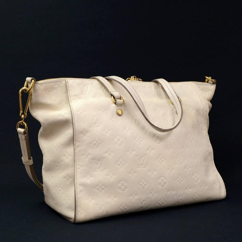 Beige Louis Vuitton Lumineuse PM White Orient Empreinte Leather 2way Bag