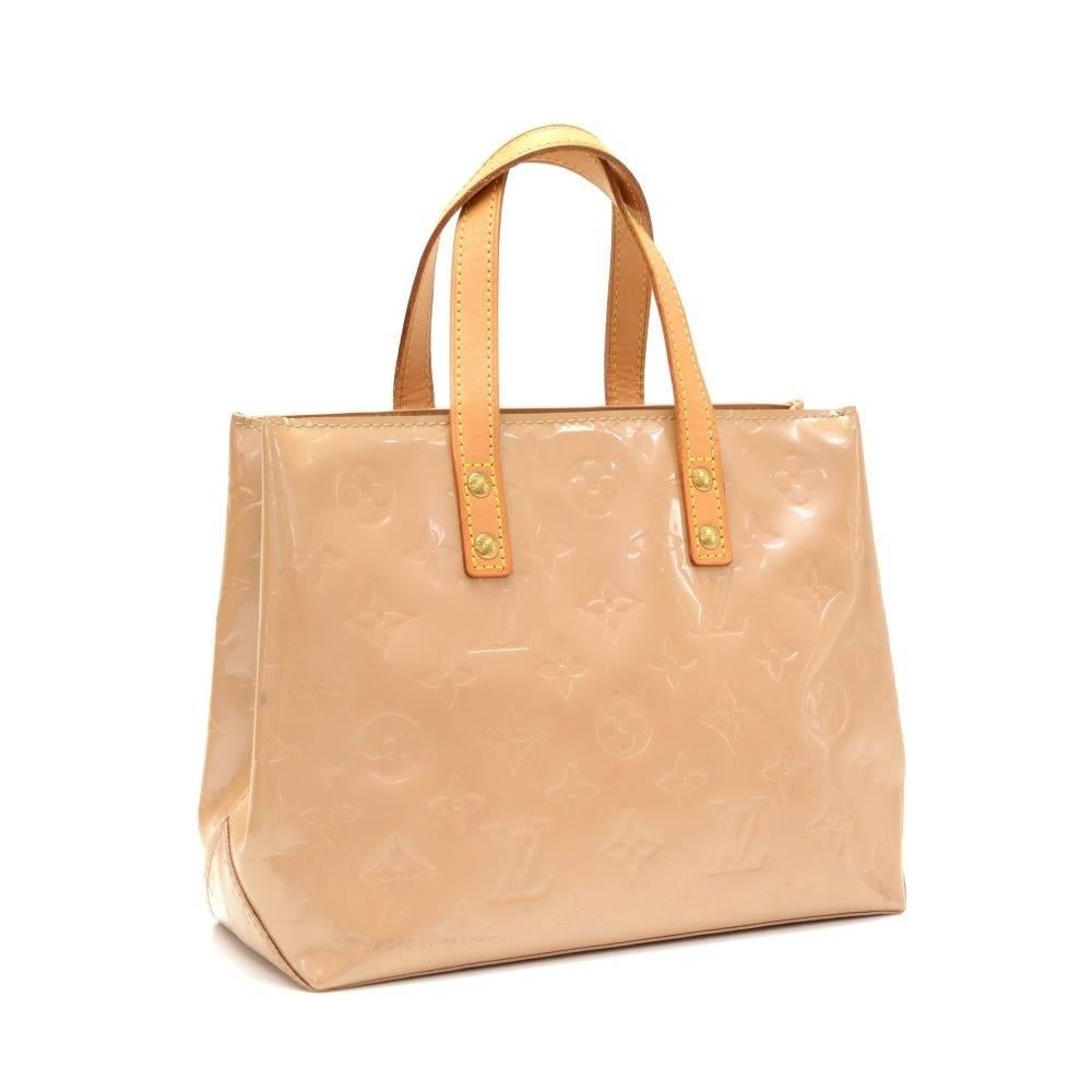Beige Louis Vuitton Reade PM Brown Noisette Vernis Leather Hand Bag