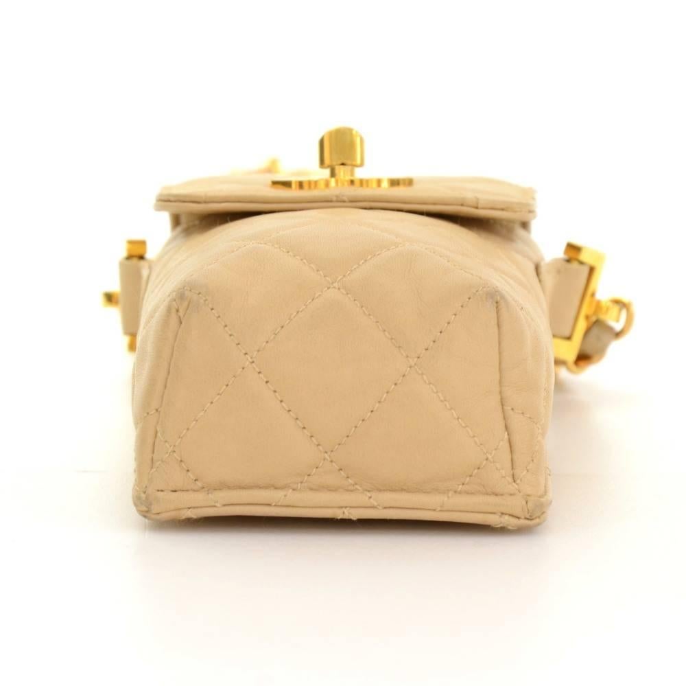 Chanel Beige Quilted Lambskin Leather Shoulder Case Bag For Sale 2