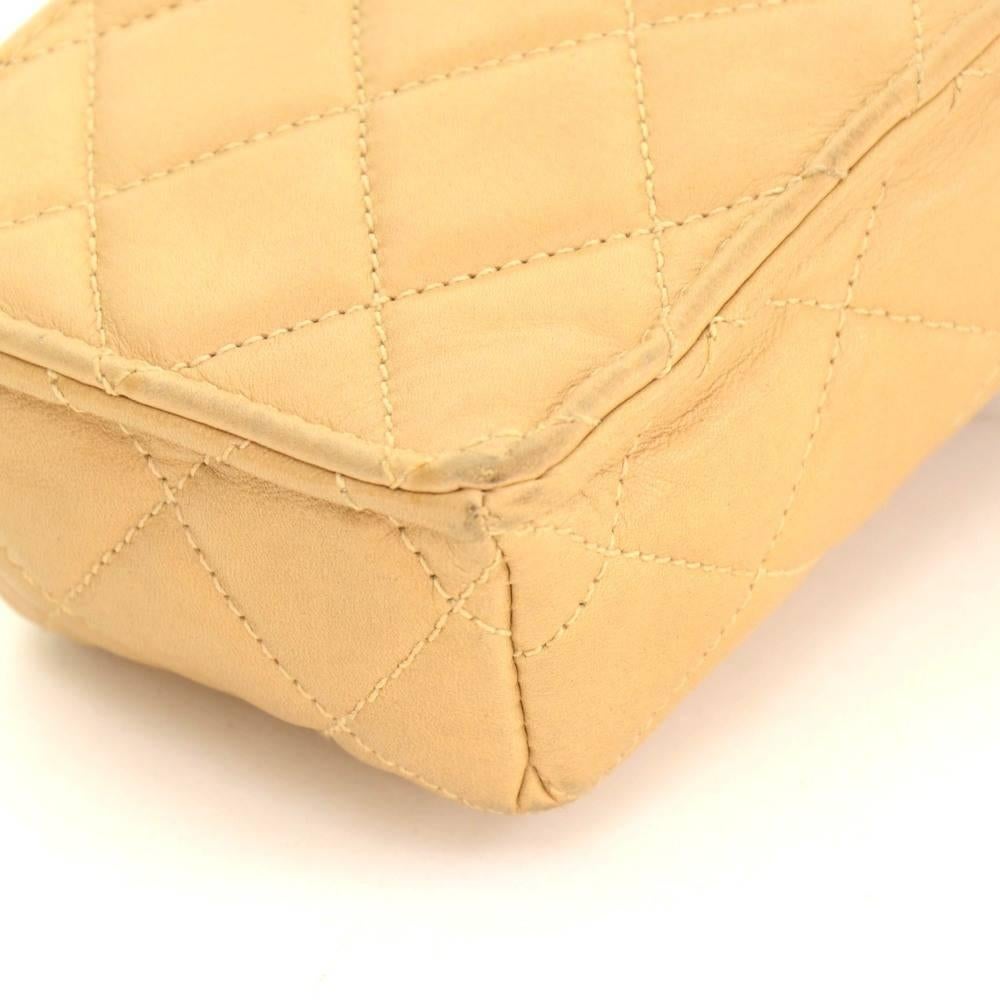 Chanel Beige Quilted Lambskin Leather Shoulder Case Bag For Sale 4