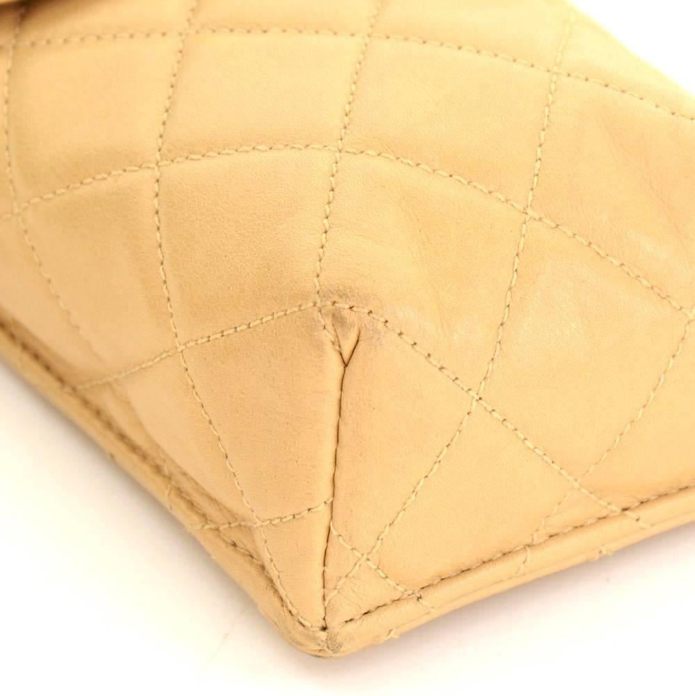 Chanel Beige Quilted Lambskin Leather Shoulder Case Bag For Sale 3