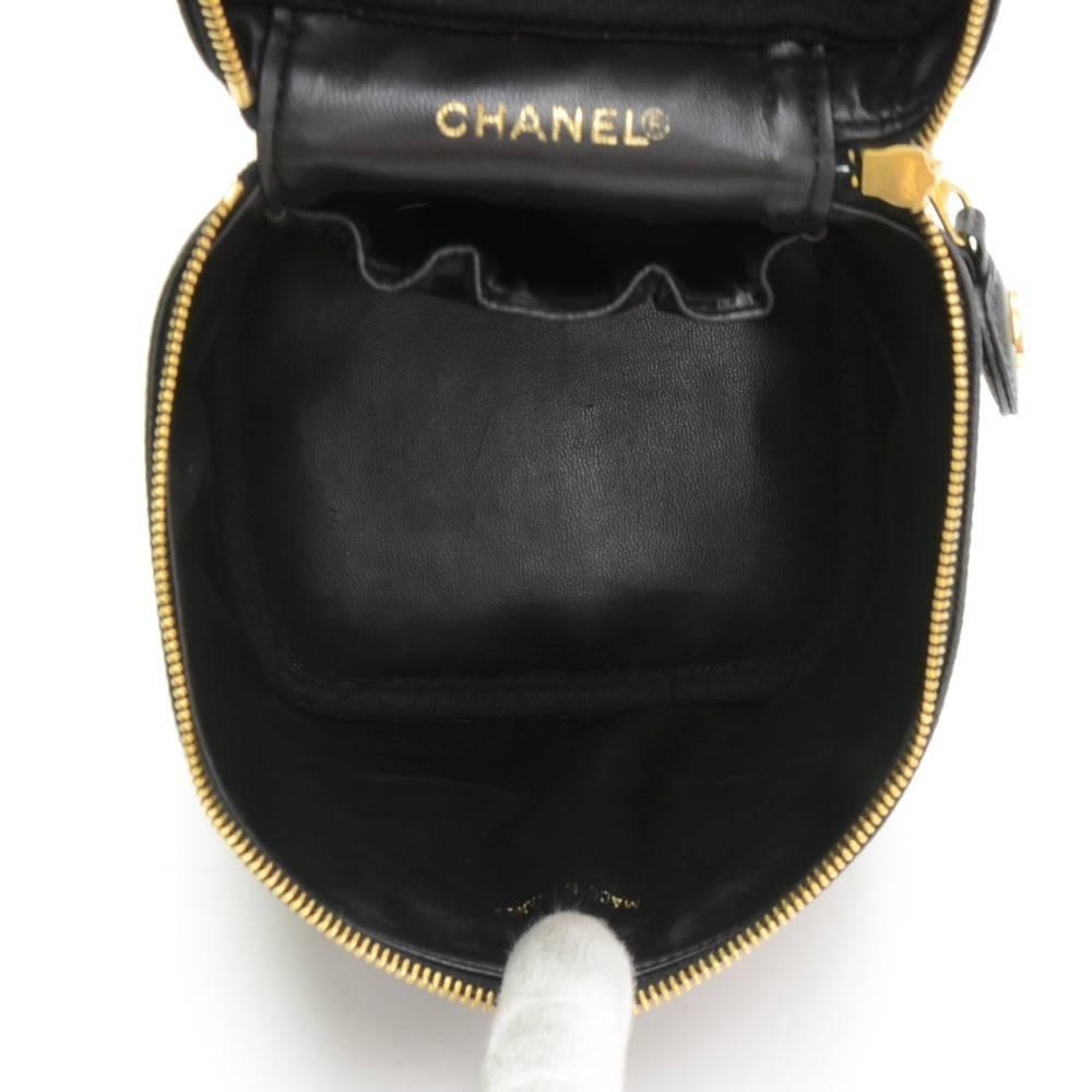 Chanel Vanity Black Caviar Leather Cosmetic Hand Bag 6