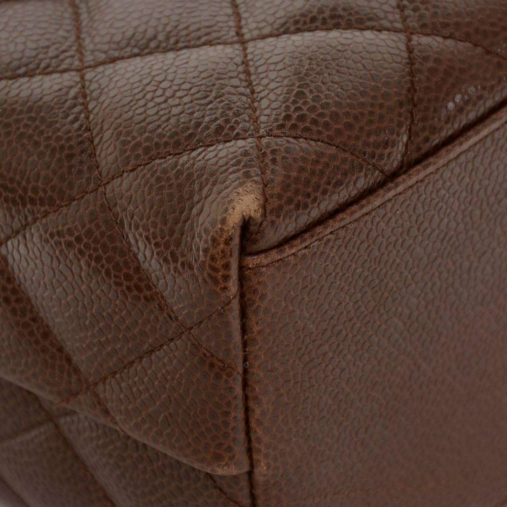 Vintage Chanel Dark Brown Quilted Caviar Leather Shoulder Flap Bag For Sale 2