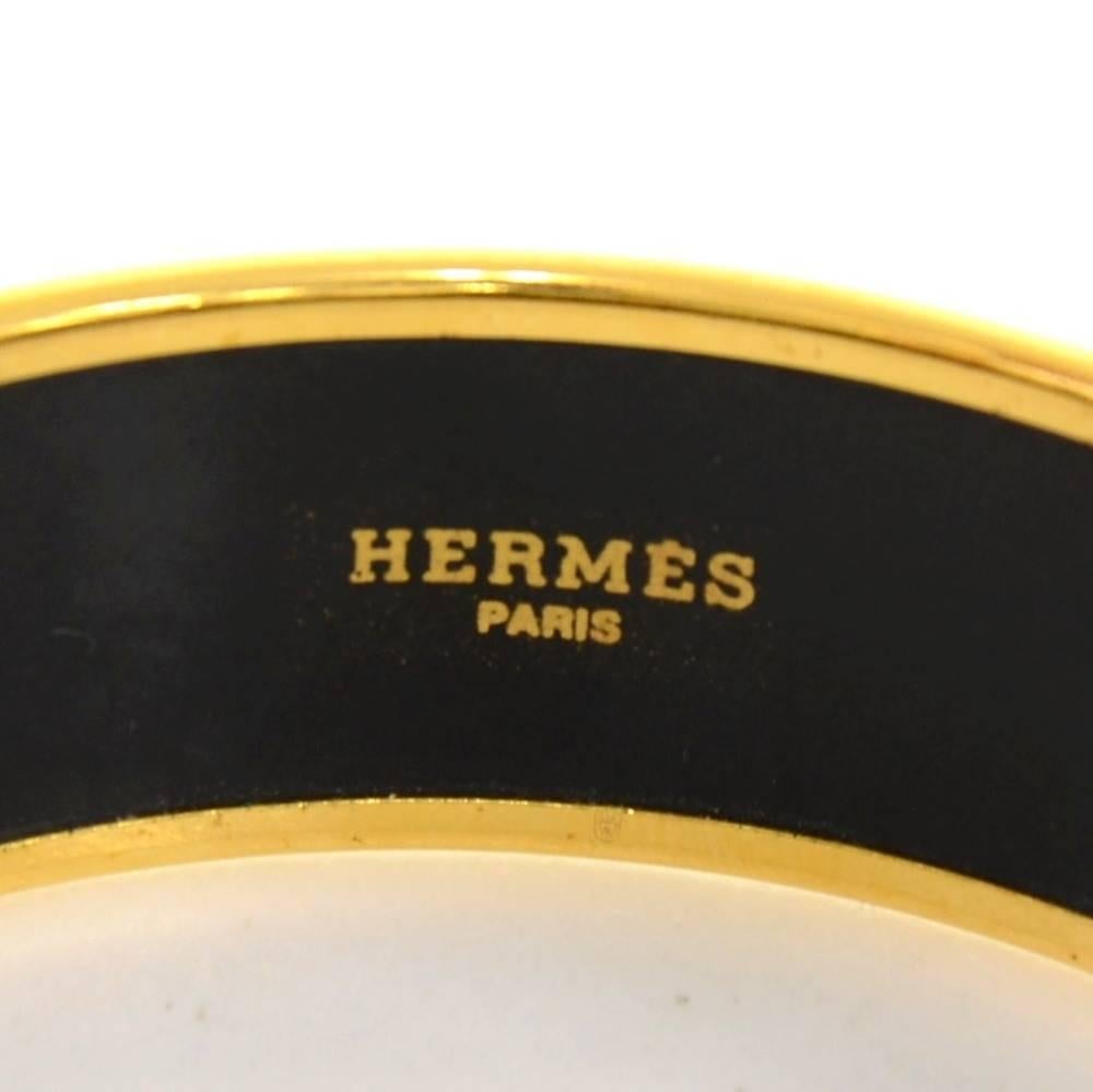 Hermes Dark Red x Gold Tone Enamel Wide Bracelet Bangle 1