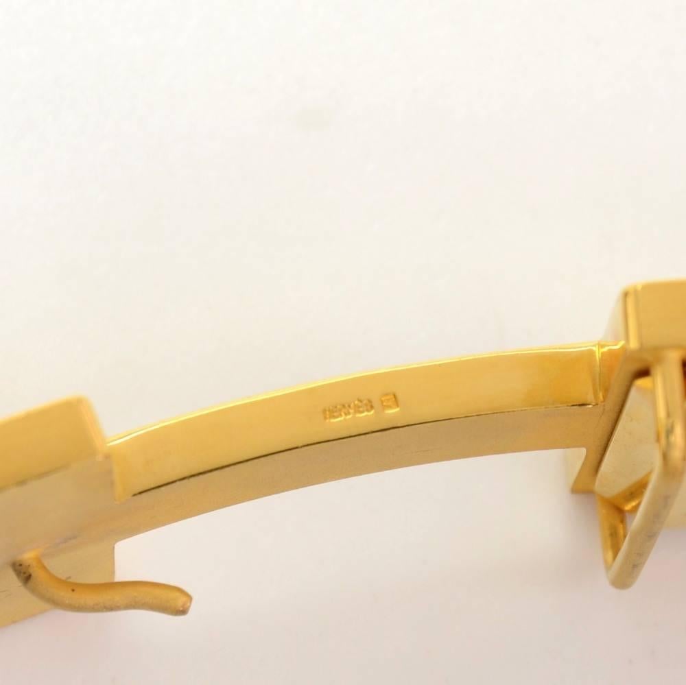 Hermes Black x Beige Leather x Gold Tone Constance 42mm Belt Size 75 3