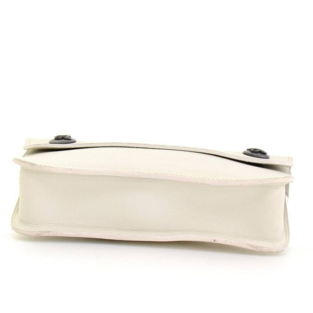 Vintage Hermes White Leather Waist Pouch Bag 1