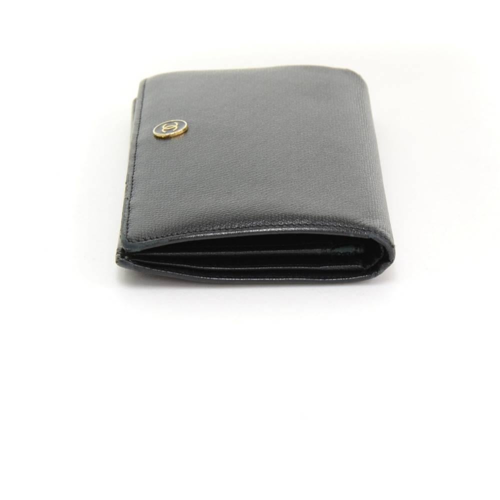 Chanel Black Caviar Leather Coco Button Bi-fold Long Wallet 1