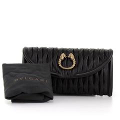 Bvlgari Leone Black Leather Clutch Bag