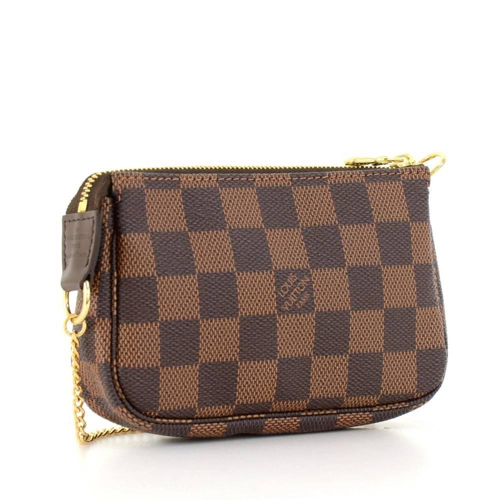 Brown Louis Vuitton Mini Pochette Accessories Ebene Damier Canvas Pouch Bag