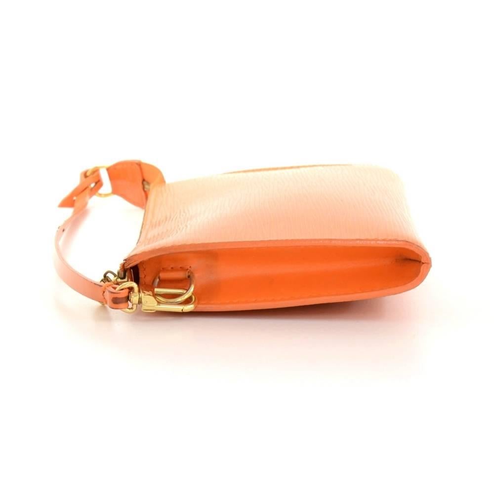 Women's Louis Vuitton Pochette Accessories Orange Epi Leather Hand Bag