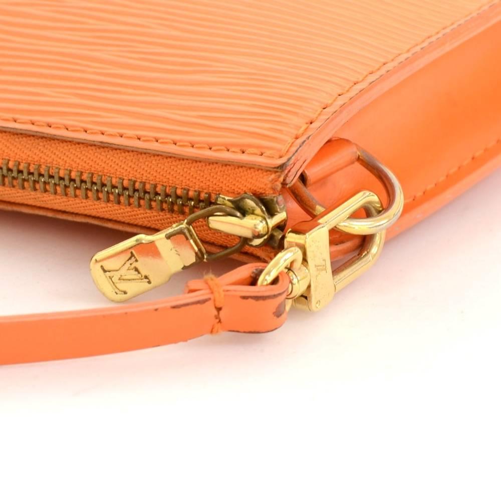 Louis Vuitton Pochette Accessories Orange Epi Leather Hand Bag 4