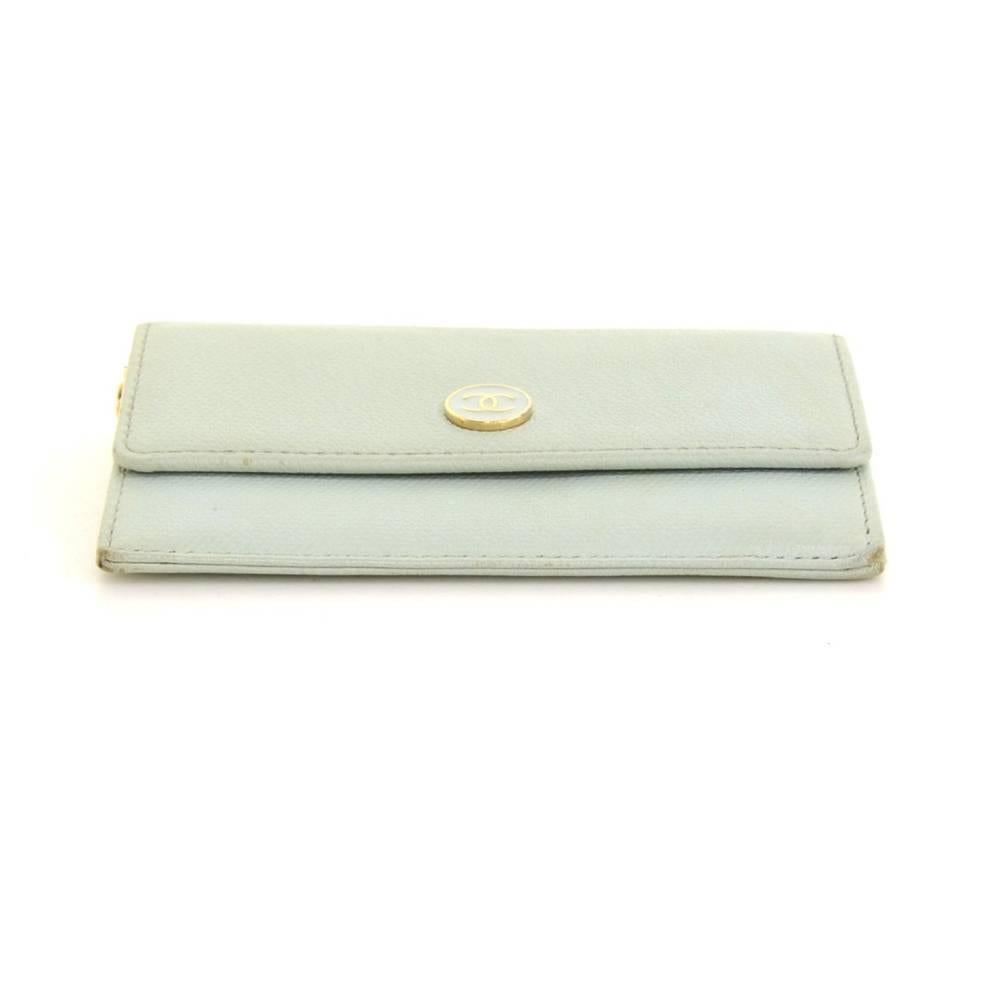 Chanel Cyan Caviar Leather Coco Button Coin / Card Case on Chain 1