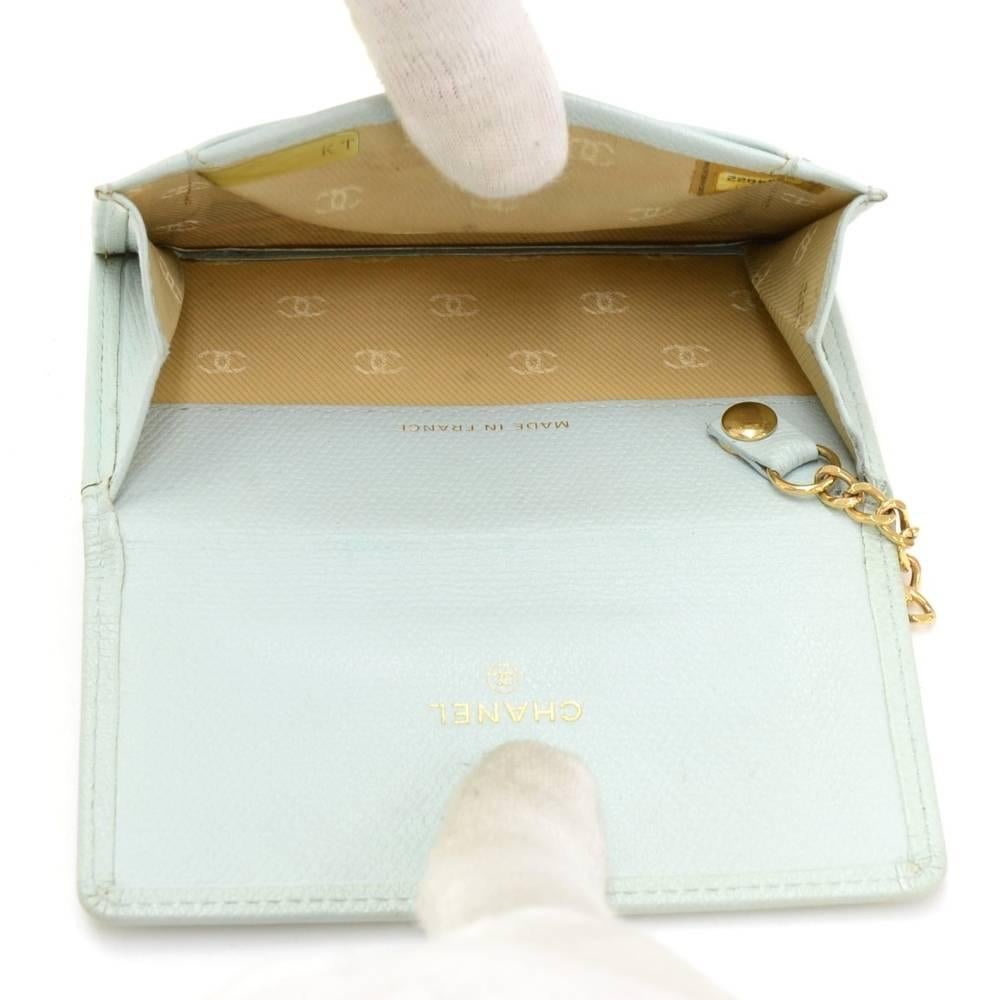 Chanel Cyan Caviar Leather Coco Button Coin / Card Case on Chain 5