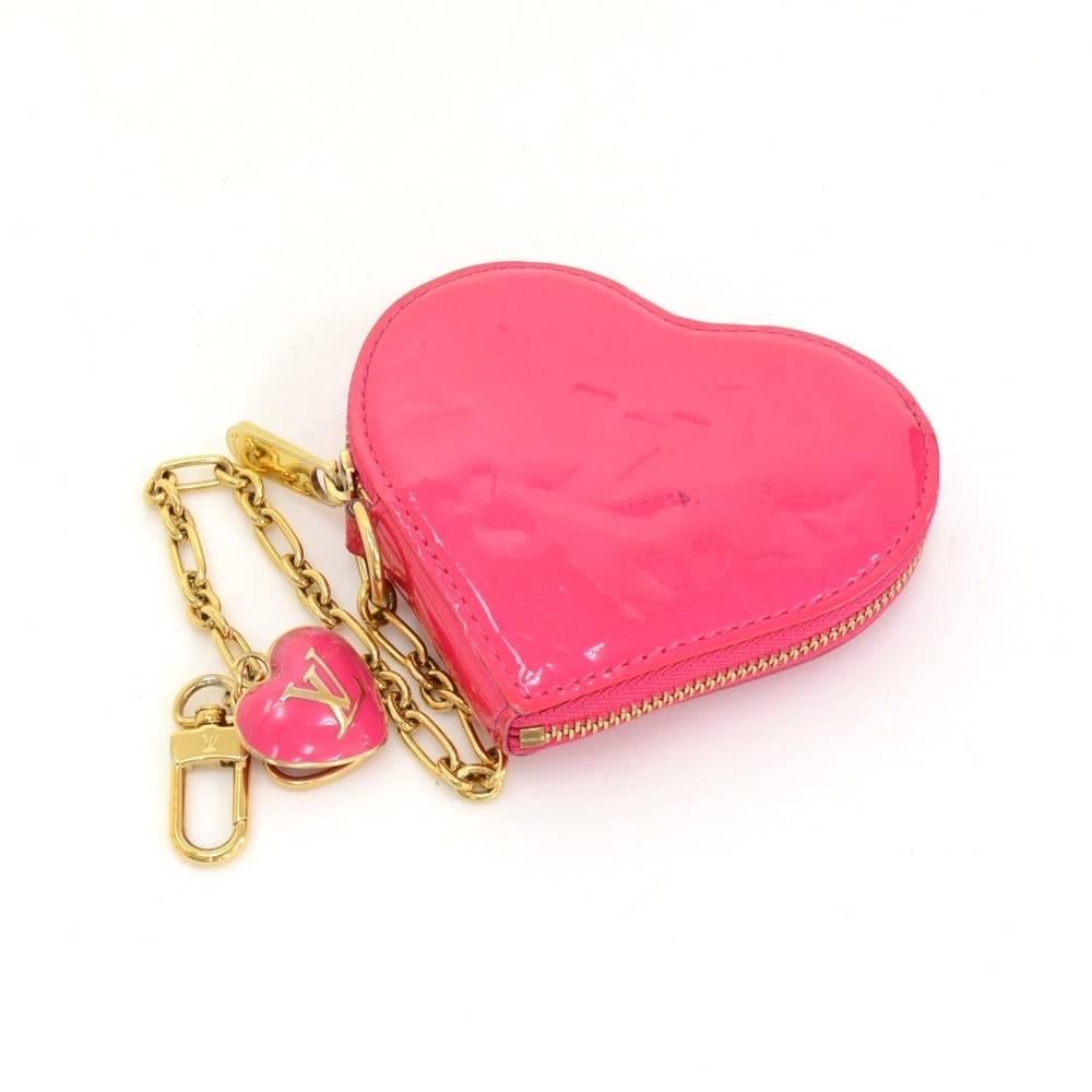 Louis Vuitton Porte Monnaies Cruer Pink Fuchsia Vernis Leather Heart Coin Case In Good Condition In Fukuoka, Kyushu