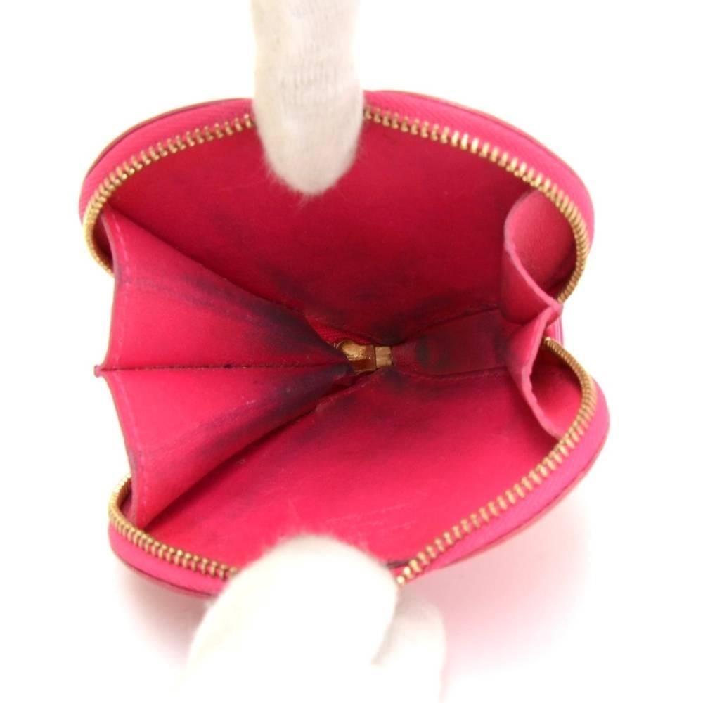 Louis Vuitton Porte Monnaies Cruer Pink Fuchsia Vernis Leather Heart Coin Case 5