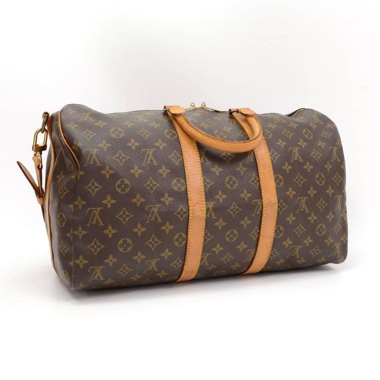 Vintage Louis Vuitton Keepall 45 Bandouliere Monogram Canvas Duffle Brown Vintage Louis Vuitton Keepall 45 Bandouliere Monogram Canvas Duffle Travel Bag For