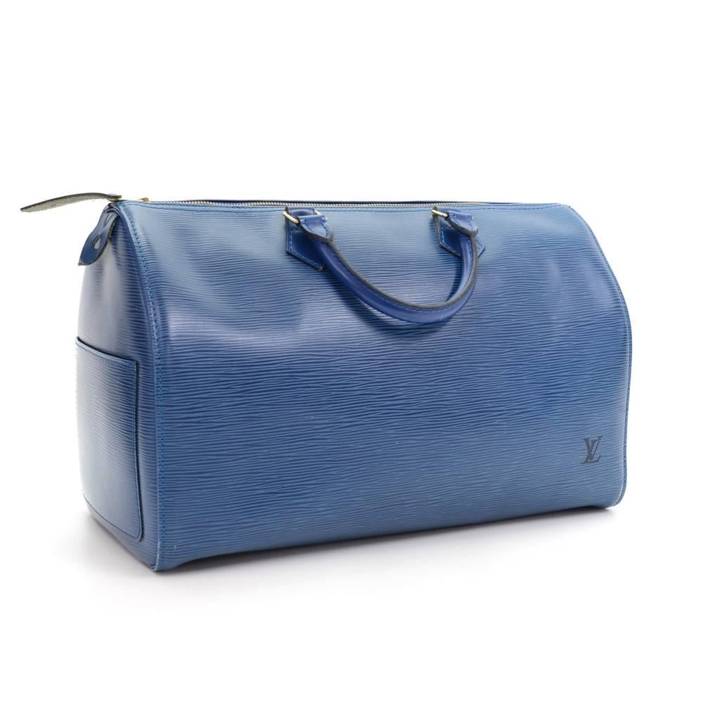 Blue Louis Vuitton Speedy 35 Epi Leather City Hand Bag