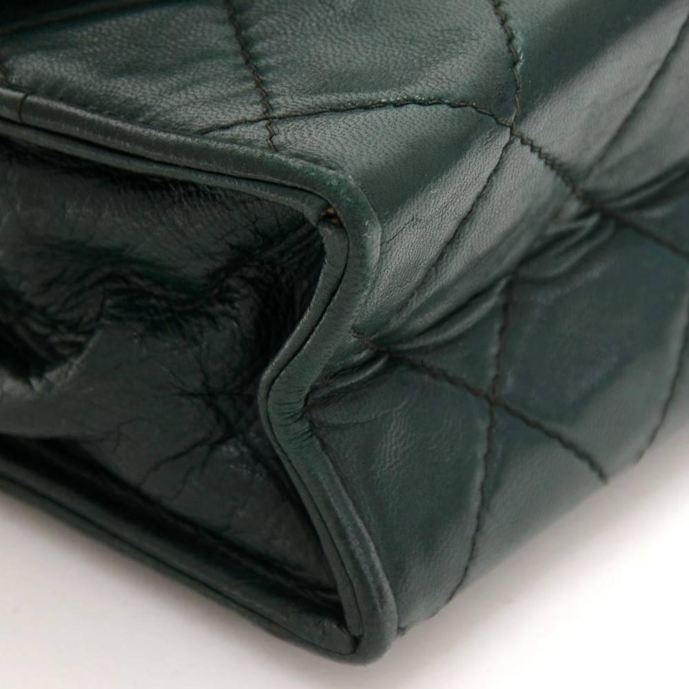 Chanel Dark Green Quilted Leather Fringe Mini Clutch Bag 2