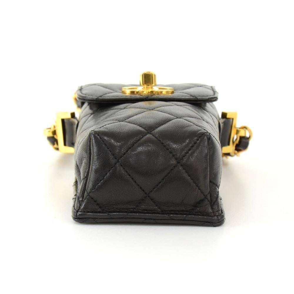 Chanel Black Quilted Lambskin Leather Shoulder Case Bag 2