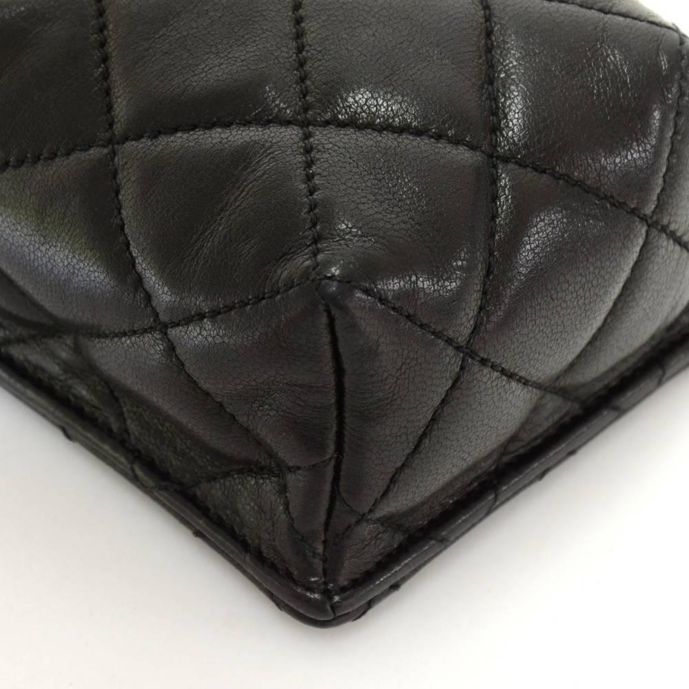 Chanel Black Quilted Lambskin Leather Shoulder Case Bag 4