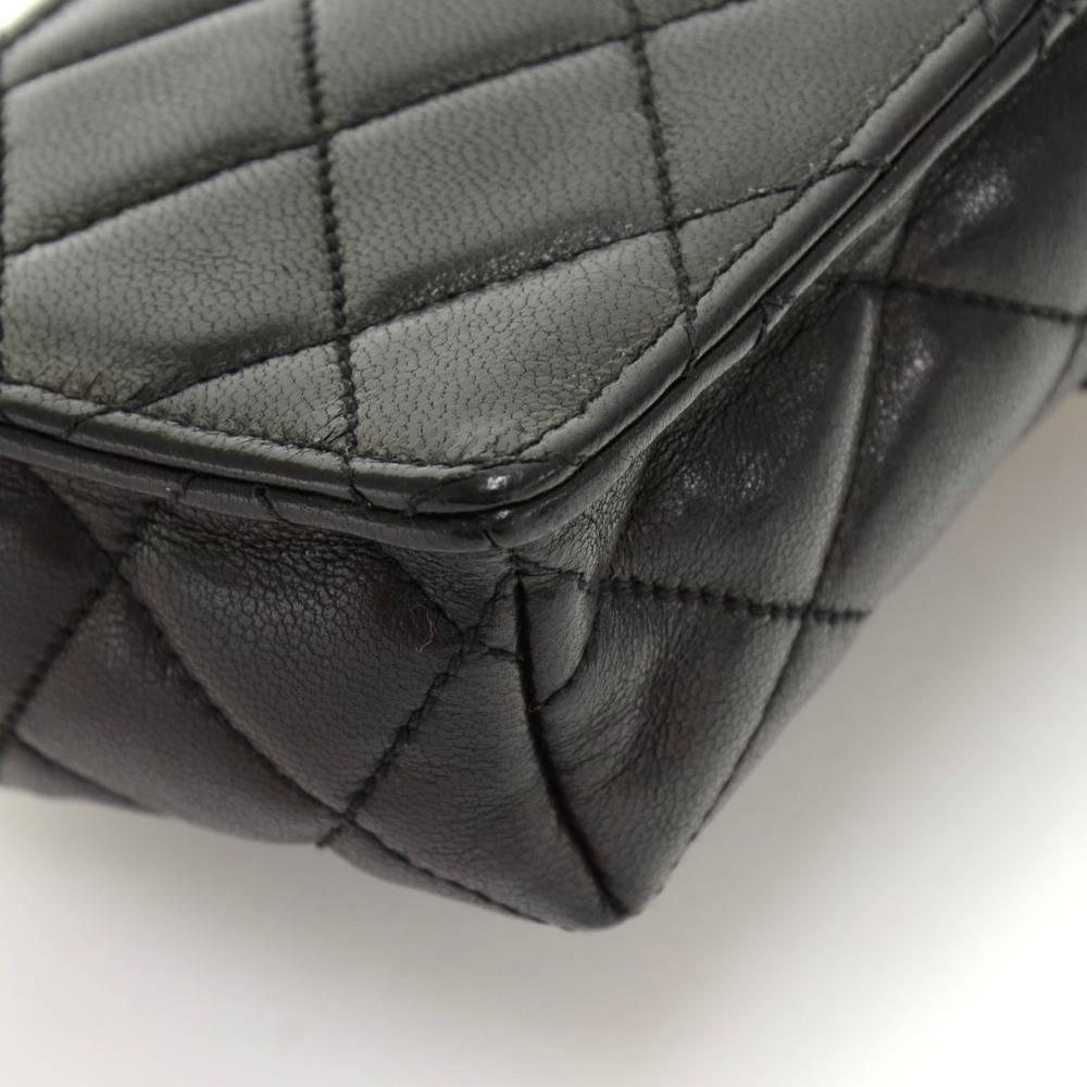 Chanel Black Quilted Lambskin Leather Shoulder Case Bag 3