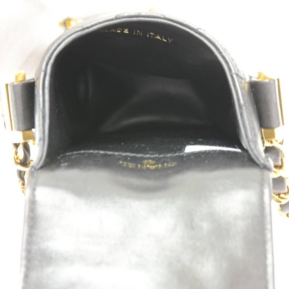Chanel Black Quilted Lambskin Leather Shoulder Case Bag 6