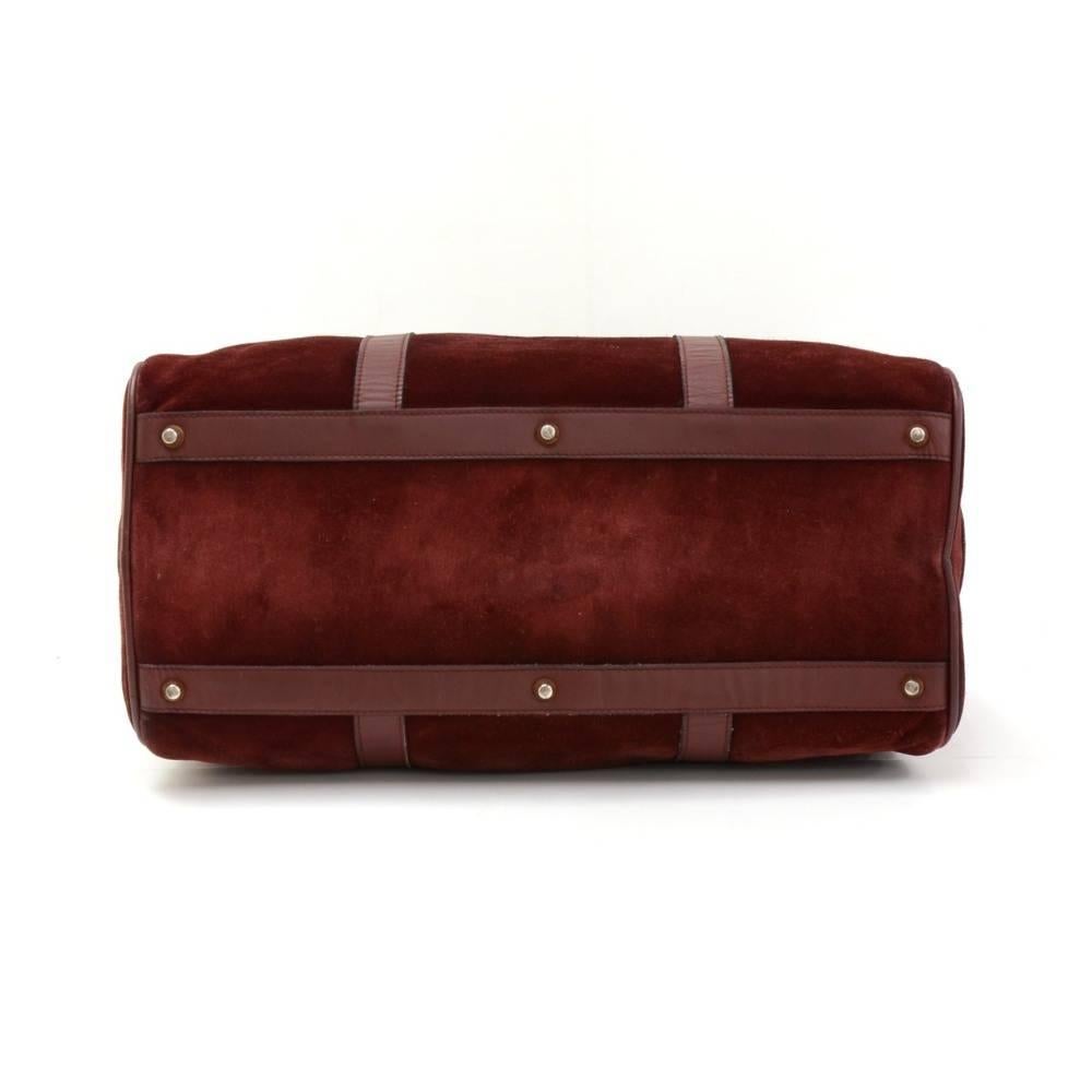 Cartier Les Must de Cartier Burgundy Suede Leather Boston Hand Bag 2