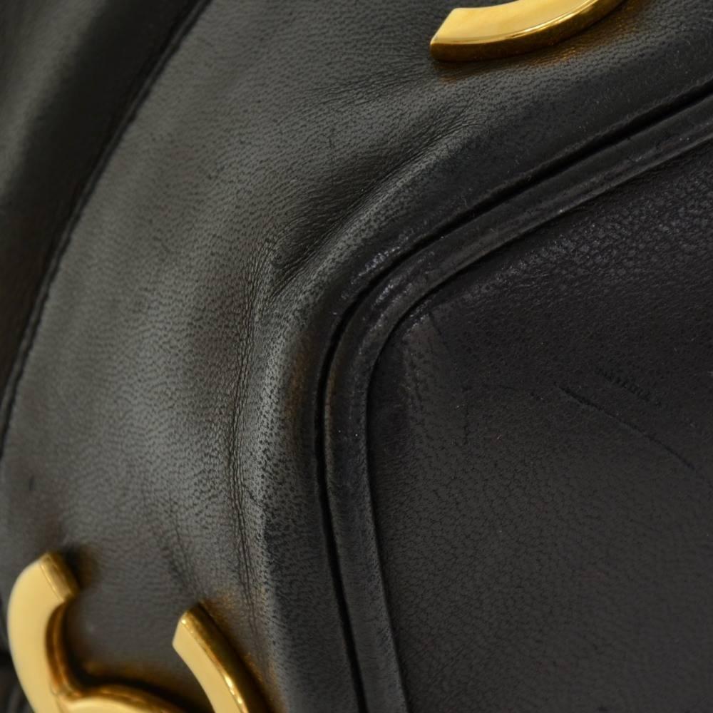 Vintage Chanel Black Leather Shoulder Bucket Bag 4