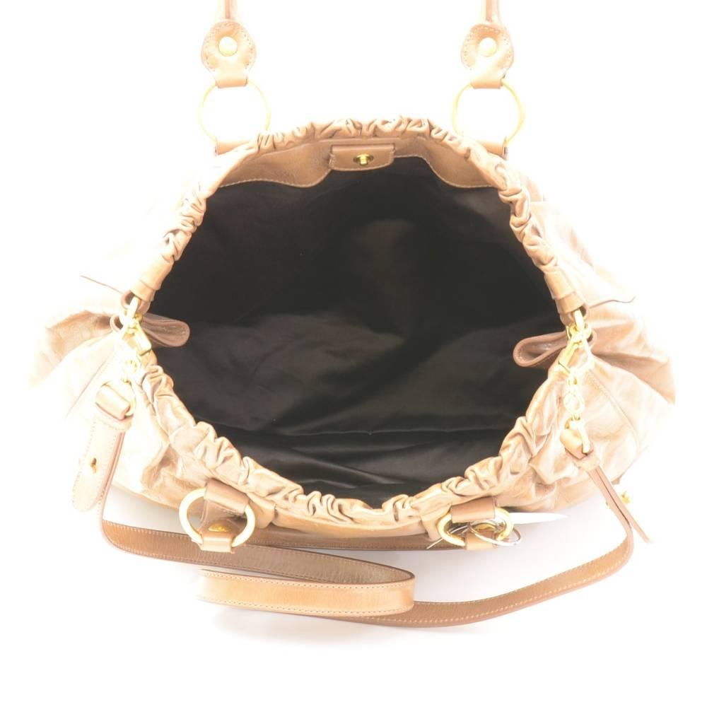Miu Miu Vitello Lux Brown Leather Large 2way Bag 6