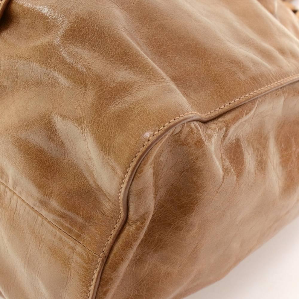 Miu Miu Vitello Lux Brown Leather Large 2way Bag 3