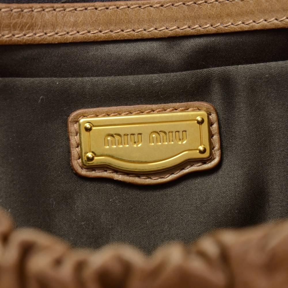 Miu Miu Vitello Lux Brown Leather Large 2way Bag 5