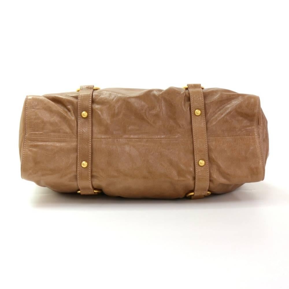 Miu Miu Vitello Lux Brown Leather Large 2way Bag 2